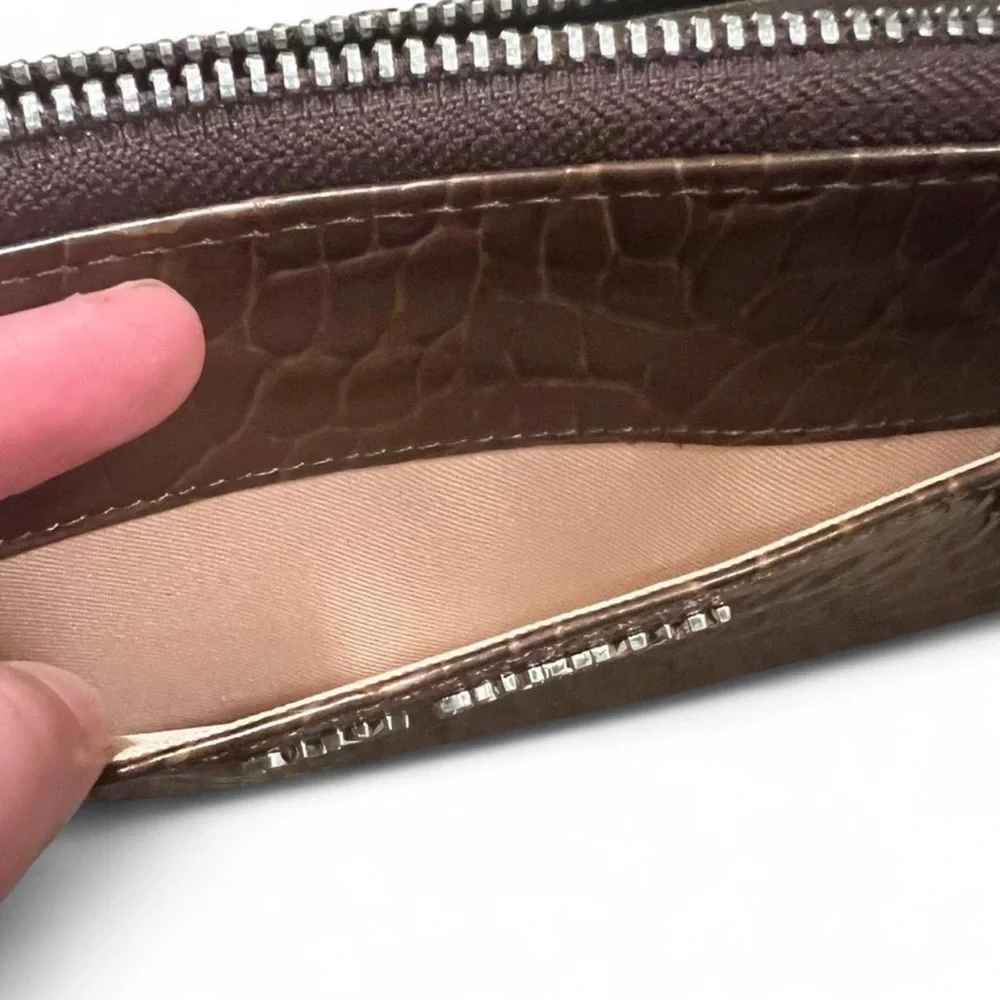 Dana Buchman Brown Crocodile Embossed Wristlet